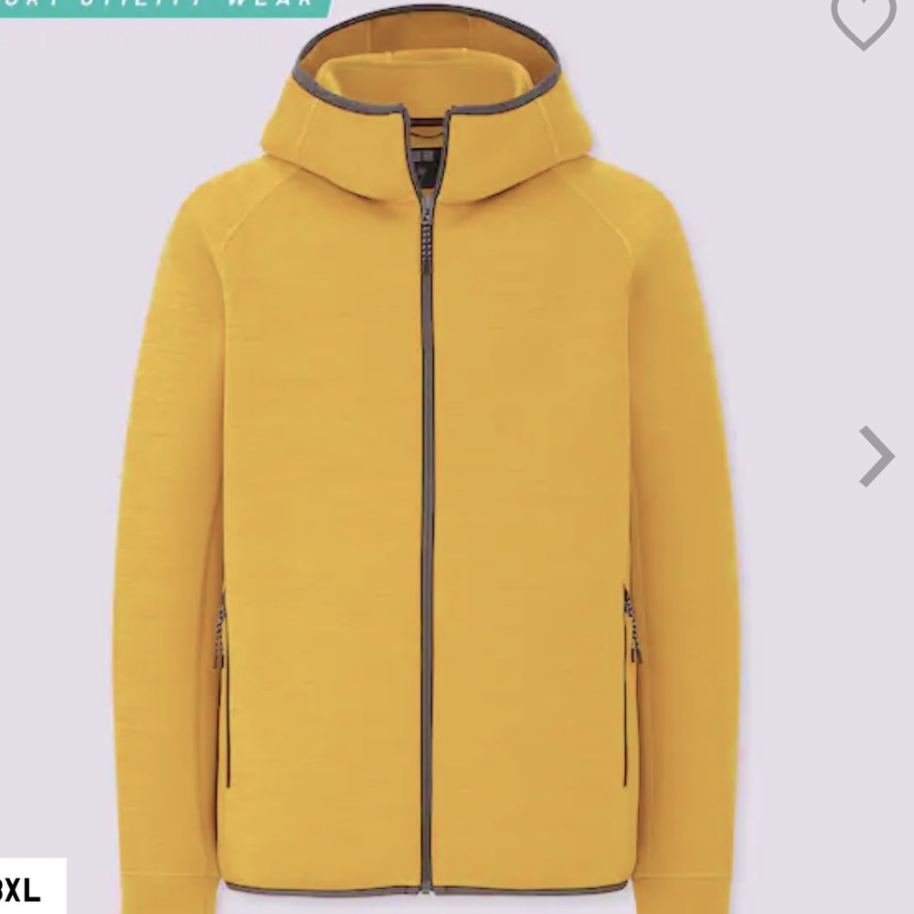 Uniqlo Men’s Yellow Ultra Stretch Dry Sweat Zippered Hoodie - Size XL